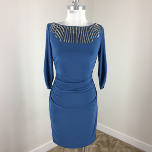 Adrianna Papell XS 2 4 P Blue Sheath Ruched dress